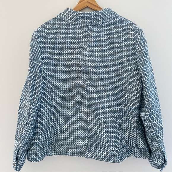 Talbots Womens Blue & White Tweed Blazer Jacket Size 18W Career Capsule Wardrobe - Picture 5 of 12